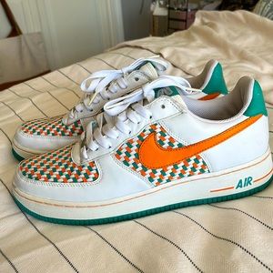 Nike Air Force 1 white green and orange